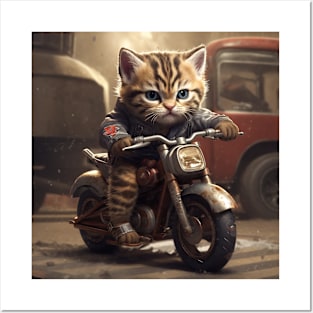 Cat Biker Posters and Art